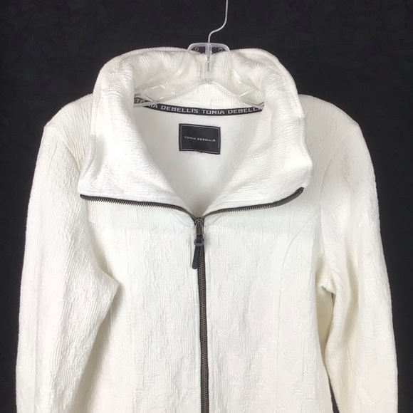 TONIA DEBELLIS Ivory MOLLY Zip Up Textured Jacket Size M - Picture 2 of 5
